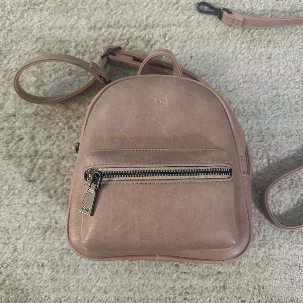Pink Vegan Leather Mini Backpack